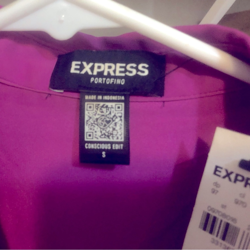 NWT NEW Express Portofino Shirt size Small pink/purple color blend Silky - Picture 3 of 7